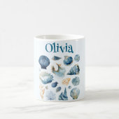 Blue Seashells Mug | Custom Name コーヒーマグカップ (中央)