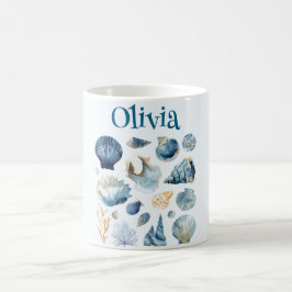 Blue Seashells Mug | Custom Name コーヒーマグカップ