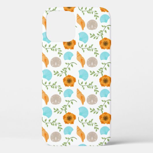 Blue Seashells Sea Snail Orange Flower Case-Mate iPhoneケース (裏面)