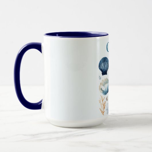 Blue Seashells Summer Mug | Custom Name マグカップ (左)