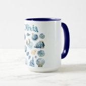 Blue Seashells Summer Mug | Custom Name マグカップ (正面右)