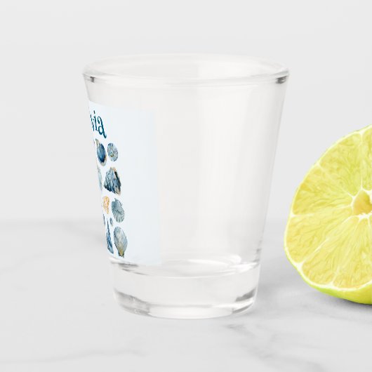Blue Seashells Summer Shot Glass | Custom Name ショットグラス (右)