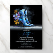 Blue Sequin Boots 40th Birthday Party 招待状