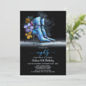Blue Sequin Boots 80th Birthday Party 招待状 (スタンド正面)