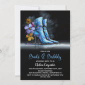 Blue Sequin Boots and Bubbly Bridal Shower 招待状 (正面)