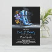 Blue Sequin Boots and Bubbly Bridal Shower 招待状 (スタンド正面)