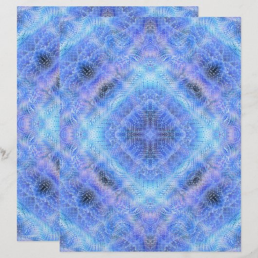 Blue Serene Garden Scrapbook Paper 2-Sided Page (正面/裏面)