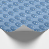 Blue Sewing Buttons on Blue Pattern ラッピングペーパー (角)
