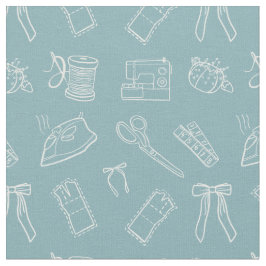 Blue Sewing Themed Pattern ファブリック