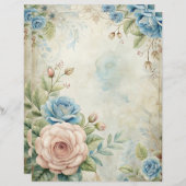 Blue Shabby Chic Scrapbook Paper  (正面/裏面)