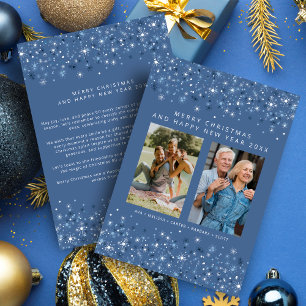 Blue Shadesスノーフレークスタイリッシュクリスマス2枚の写真 シーズンカード