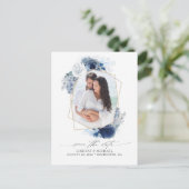 Blue Shades花の日付写真を保存 案内ポストカード (スタンド正面)