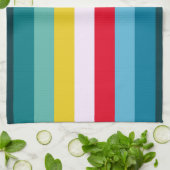 Blue Shades間の赤ストライプと黄色の キッチンタオル (折り畳み)