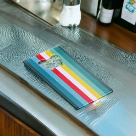 Blue Shades間の赤ストライプと黄色の クレジットカード栓抜き