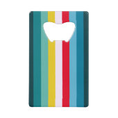 Blue Shades間の赤ストライプと黄色の クレジットカード栓抜き (正面)