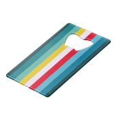 Blue Shades間の赤ストライプと黄色の クレジットカード栓抜き (正面アングル)