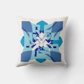 Blue Shades on Off-white Abstract Flower Art Motif クッション (裏面)