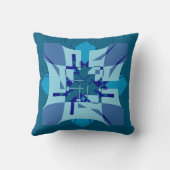 Blue Shades on Turquoise Abstract Flower Art Motif クッション (裏面)