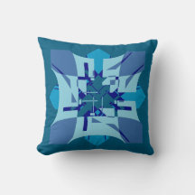 Blue Shades on Turquoise Abstract Flower Art Motif