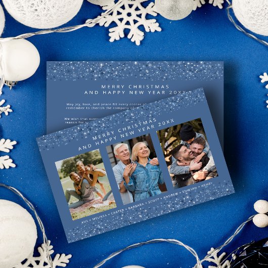 Blue Shades Snowflakes Christmas Stylish Collage シーズンカード