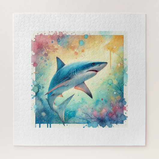 Blue Shark 070824AREF119 - Watercolor ジグソーパズル (縦)