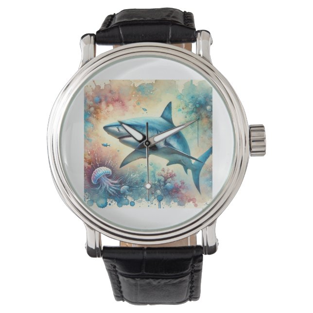 Blue Shark 110724AREF113 - Watercolor 腕時計 (正面)