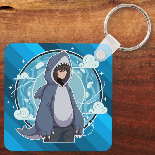 Blue Shark Boy Anime Art キーホルダー (裏面)