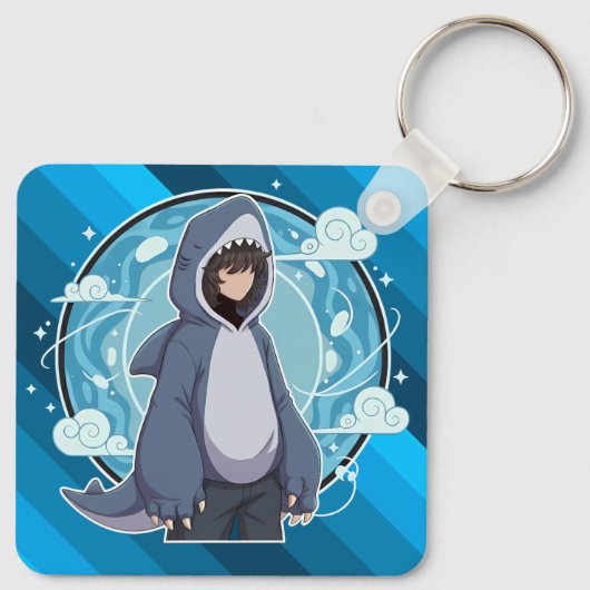 Blue Shark Boy Anime Art キーホルダー (裏面)