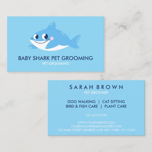 Blue Shark Fish | Baby Sitter Care 名刺 (正面/裏面)