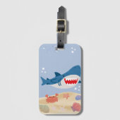 Blue shark luggage tag ラゲッジタグ (正面縦)