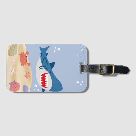 Blue shark luggage tag ラゲッジタグ (正面横)