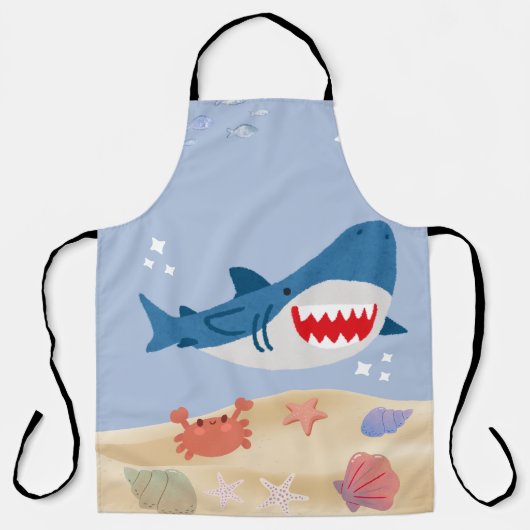 Blue Shark Ocean Theme Apron – Cute Marine Life Co エプロン (正面)