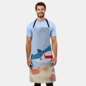 Blue Shark Ocean Theme Apron – Cute Marine Life Co エプロン (着用した状態)
