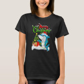 Blue Shark Xmas Decorations Santa Blue Shark Chri Tシャツ (正面)