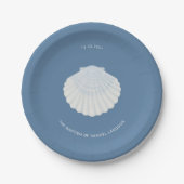 Blue shell baptism christening Paper Plate ペーパープレート (正面)