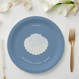 Blue shell baptism christening Paper Plate ペーパープレート
