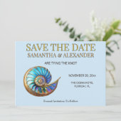 Blue Shell Save the Date Wedding Card 招待状 (スタンド正面)