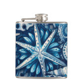 Blue Shells Beach Batik Starfish Nautical Theme フラスク (正面)