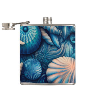 Blue Shells Beach Batik Starfish Sand Dollar フラスク