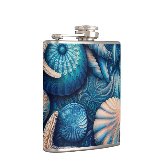 Blue Shells Beach Batik Starfish Sand Dollar フラスク (右)