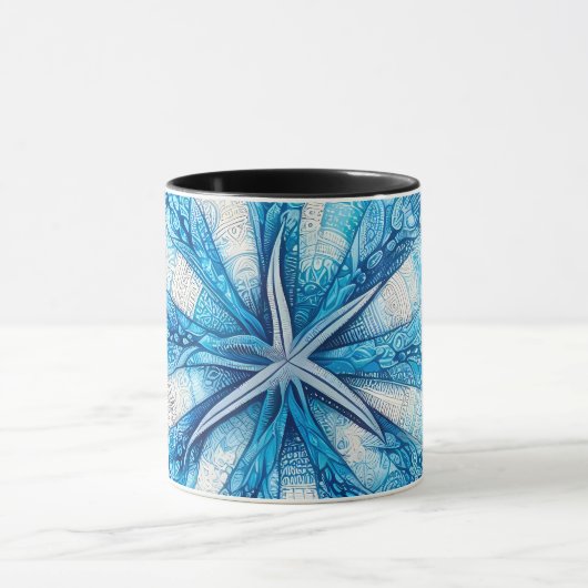 Blue Shells Beach Batik Starfish Sand Dollar マグカップ (中央)