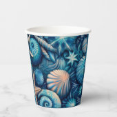 Blue Shells Beach Batik Starfish Sand Dollar 紙コップ (正面)