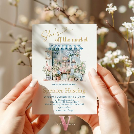 Blue She's Off the Market Bridal Shower Invitation 招待状