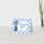 Blue She's Ready to Pop Baby Shower サンキューカード (正面)