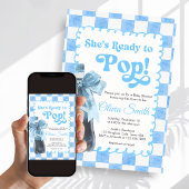 Blue She's Ready to Pop Baby Shower Invitation 招待状