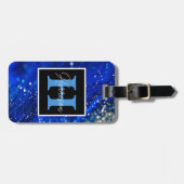 Blue Shimmer Name & Monogram ラゲッジタグ (正面横)