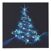 Blue Shine of Stars on Christmas Tree Dark  フォトキューブ (正面)