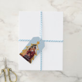 Blue Shiny Christmas Tree Personalized Photo ギフトタグ (より糸付き)