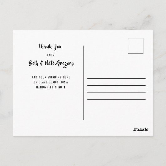 Blue Shiplap素朴の写真縁ど結婚ありがとう ポストカード (裏面)