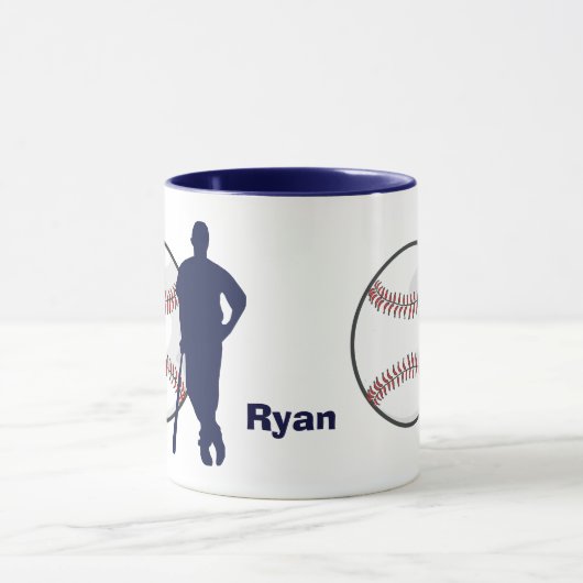 Blue Silhouette Baseball Hitter マグカップ (中央)